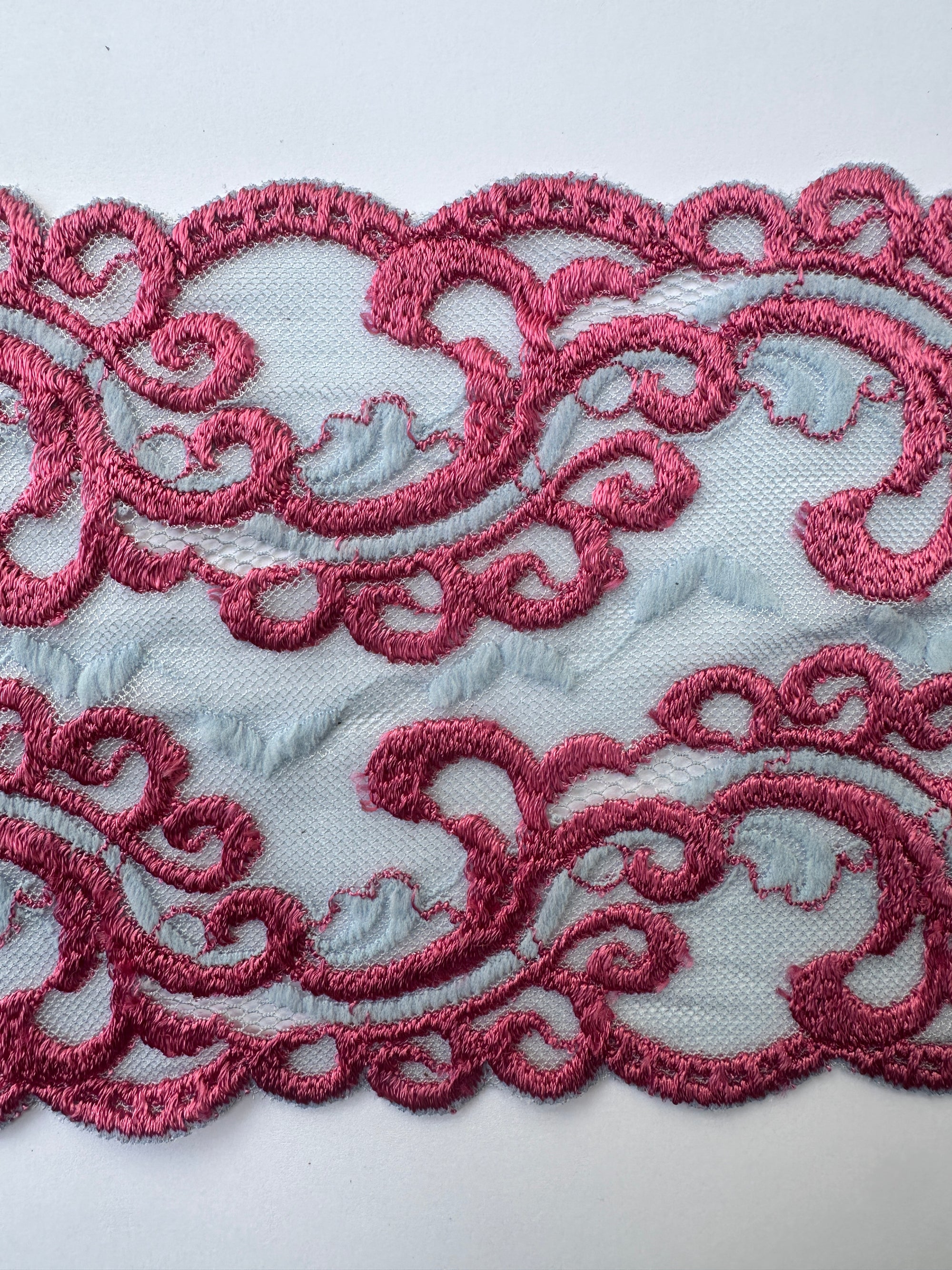 Light Blue & Pink Lace Trim