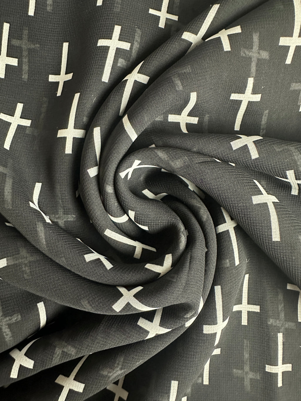 Black and White Cross Chiffon