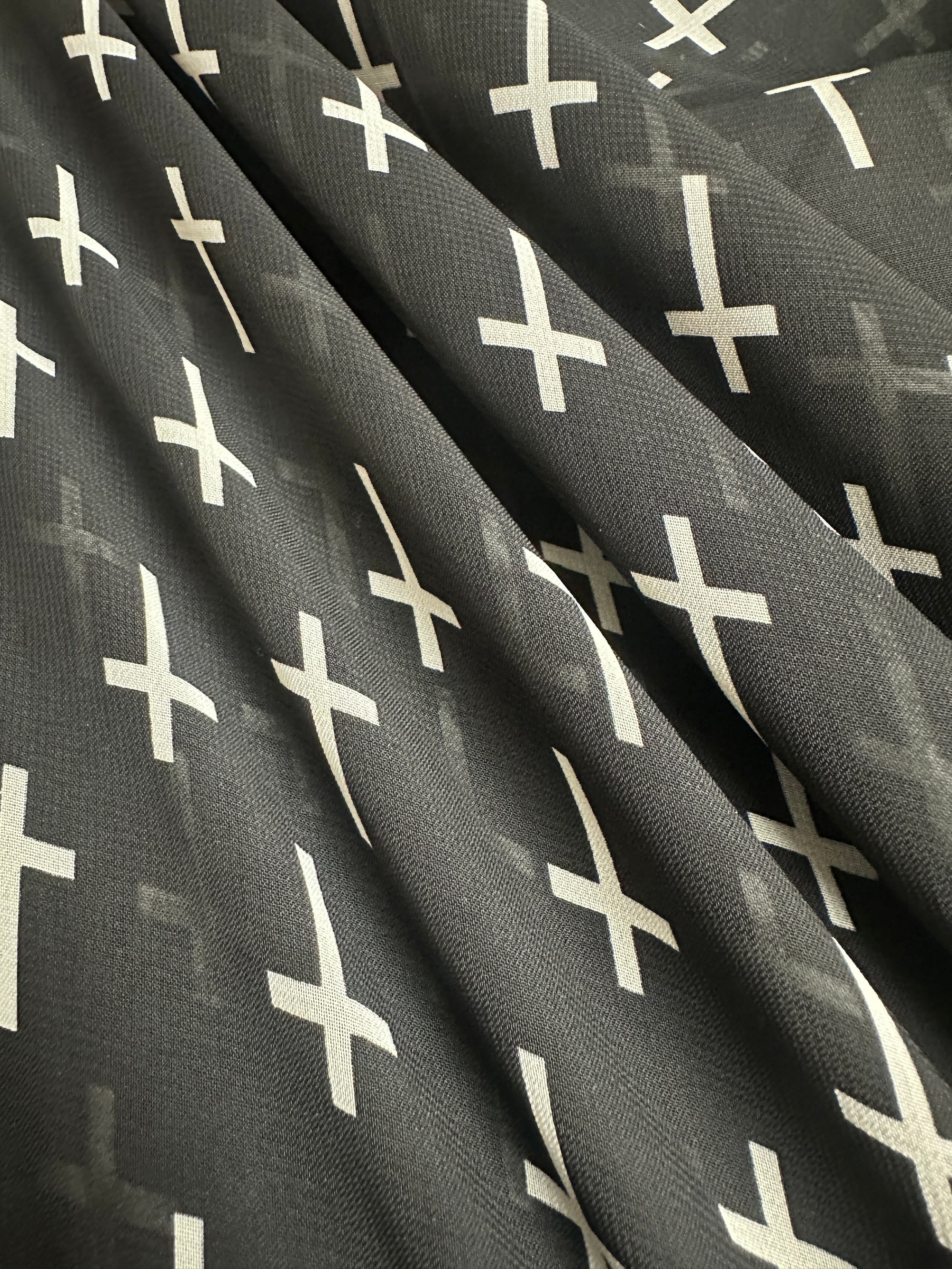 Black and White Cross Chiffon